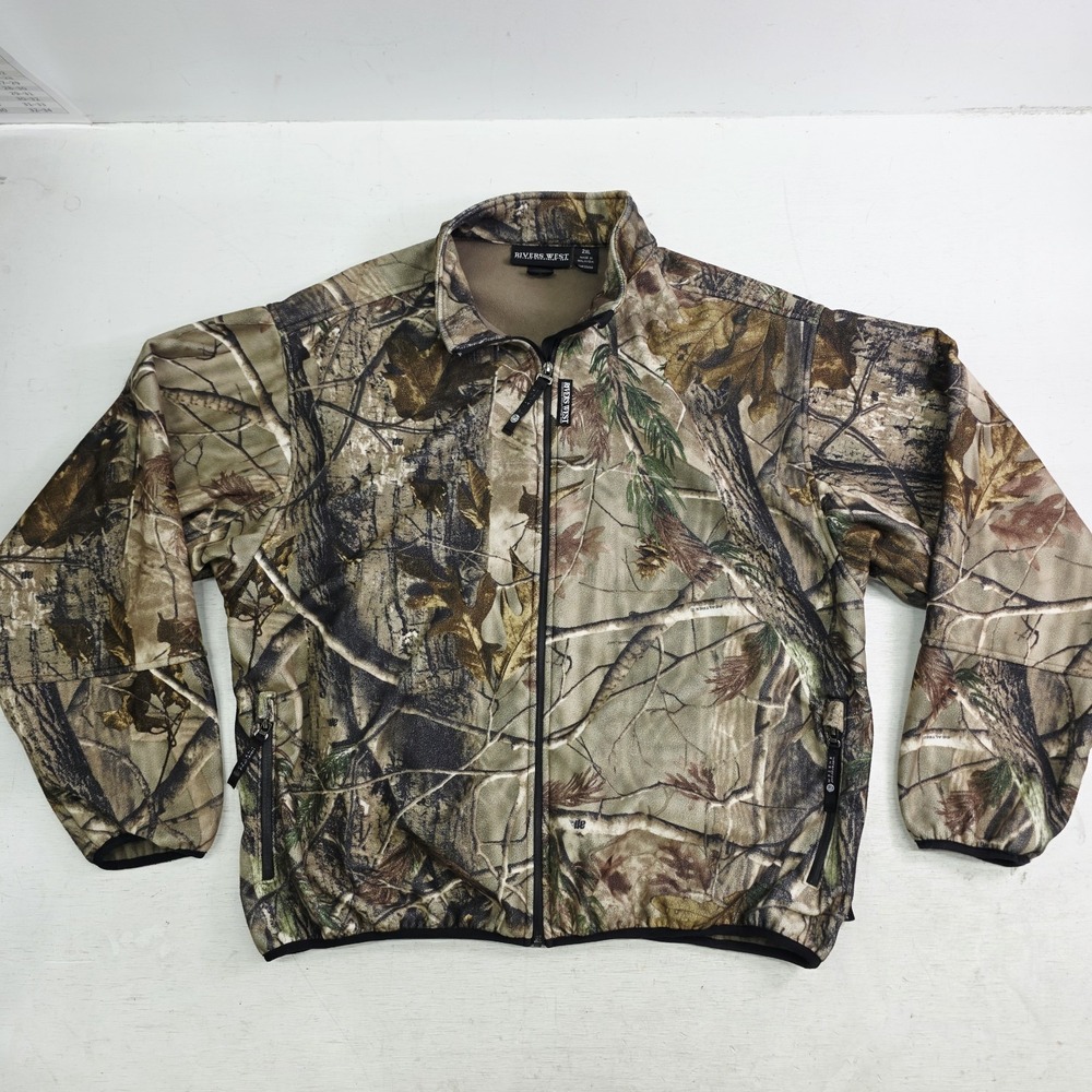Rivers West Realtree Camo Waterproof Fleece Hunting Jacket Mens 2XL Full Zip VG